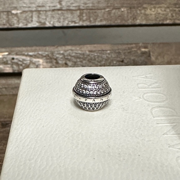 Pandora Jewelry - Pandora great shape crystal cz pave logo ball sterling silver s925 ale charm